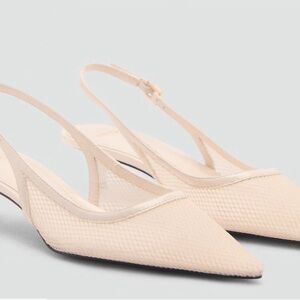 MANGO Mesh fabric. Slip on design. Pointed. Kitten heel.